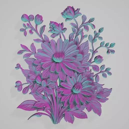 Chrysanthemum flower Relief