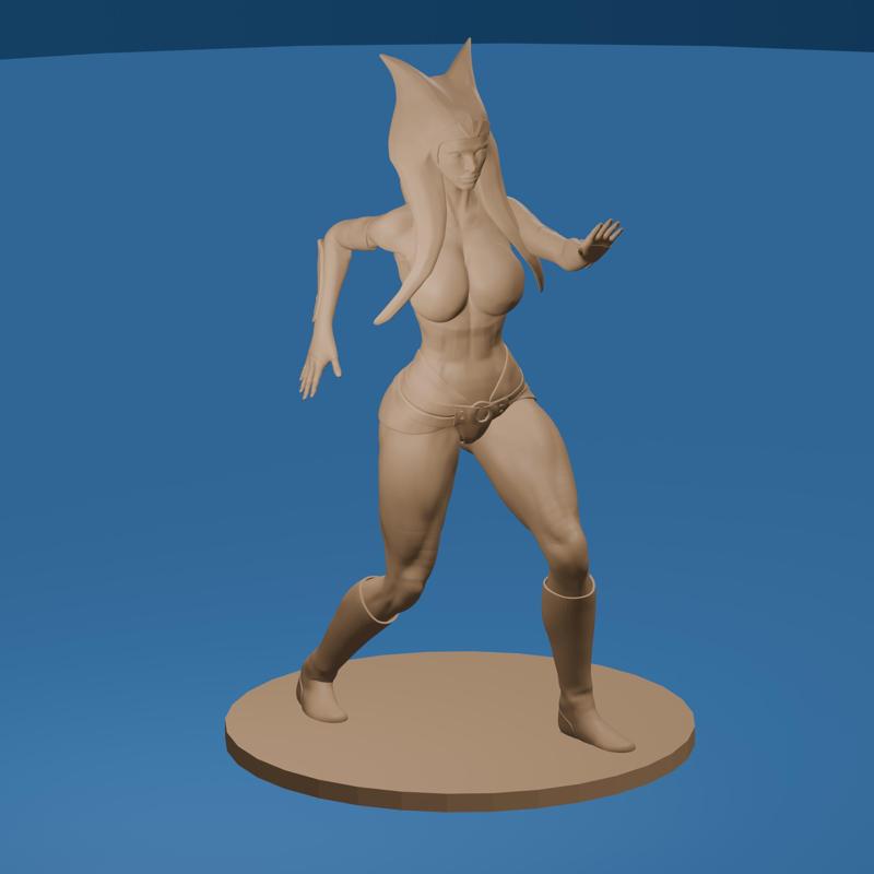 Togruta Warrior Woman with Dual Blades Fantasy Sci-Fi Collectible Figure