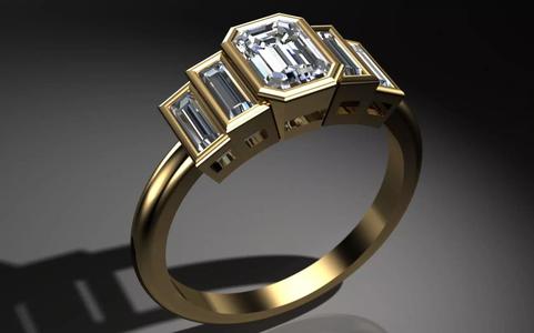 baguette ring - baguette diamond ring  - baguette emerald ring