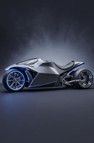 Sleek Futuristic Motorcycle with Luminous Blue Accents