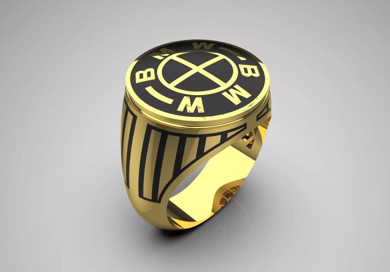 BMW design gold man STL ring model mr0035