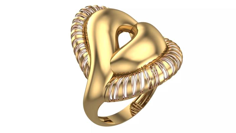 Bold Honeycomb Twist Ring- Lightweight 3D Printable Model-R7-08
