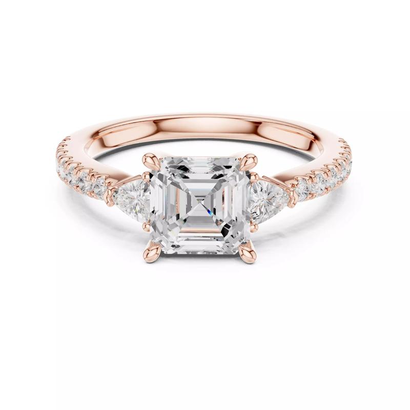 Asscher and Trillion Cut Engagement Wedding Ring 3DM STL Video