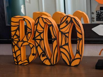 Halloween BOO Letters with Cobwebs & Spiders