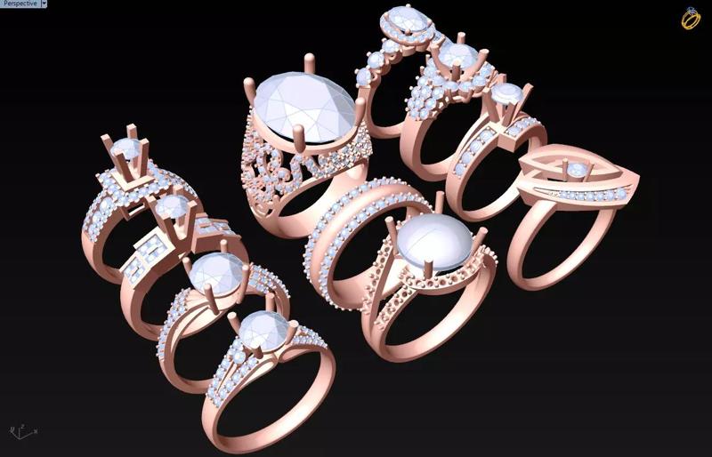11  Womens Ring - Collection 3d Ring Jewellery Models bulk- AW03