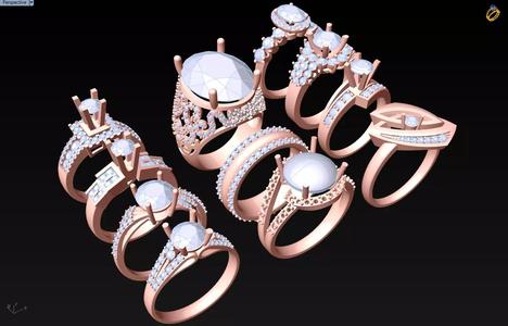 11  Womens Ring - Collection 3d Ring Jewellery Models bulk- AW03