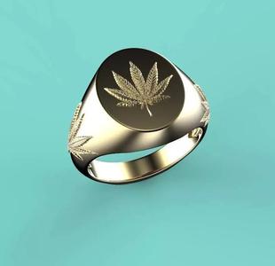 15mm x 12mm 7 Leaf Hemp Oval Signet Ring