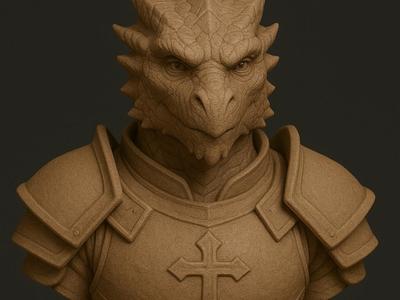 Fantasy Dragonborn Paladin Bust
