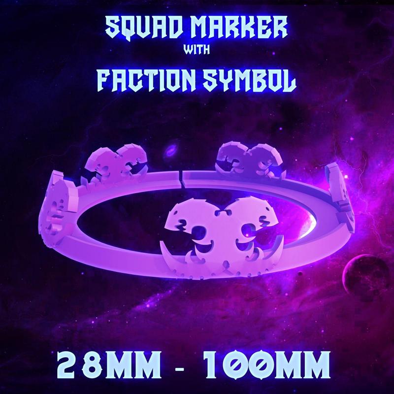 Squad Marker with Faction Symbol "Alien" | 28mm-100mm bases | Wargames | Tabletop | Base Marker | Base Identifier | Marker Ring