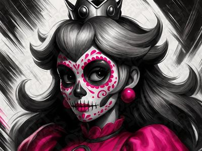 Halloween Peach (Day of the Dead Style)