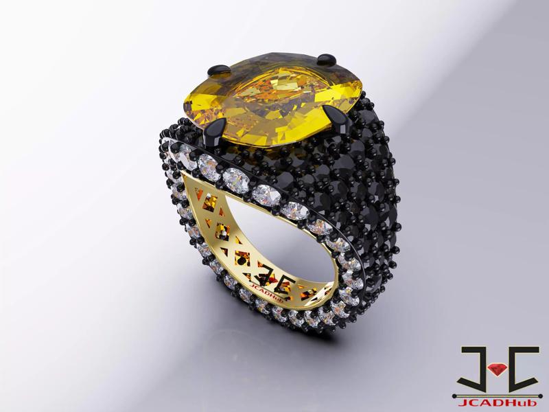 0228 - Antique Vintage Black Zircon Ring - JCADHub