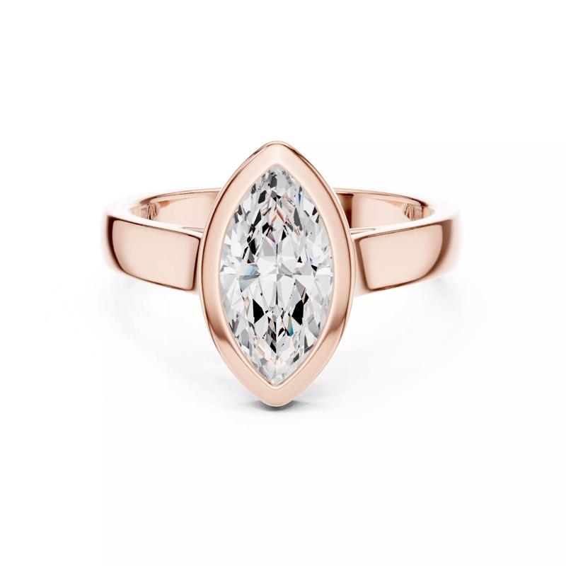 Solitaire Marquise Cut Bezel Set Diamond Engagement Ring Video