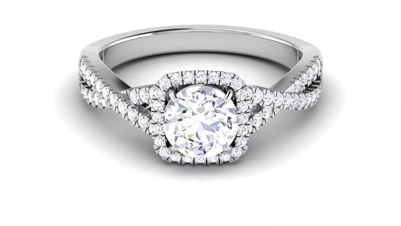 Solitaire Wedding Engagement Halo Ring 3dm STl OBJ FBX Details