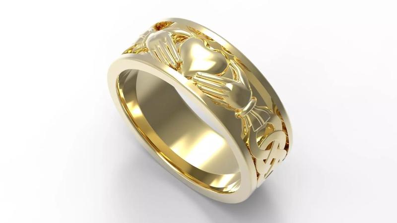 AS-ARGOLLA gold claddagh wedding ring