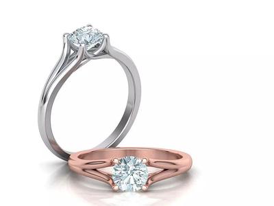 Solitaire Engagement ring Split Shank design 6mm stone
