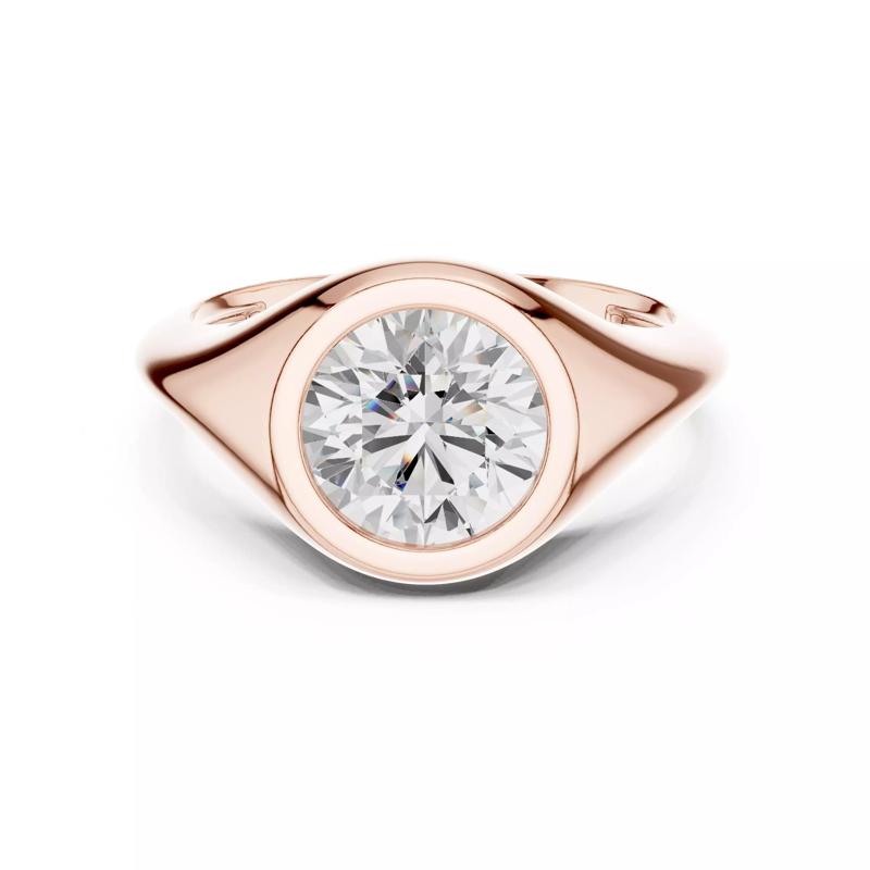 Solitaire Bezel Set Round Cut Diamond Engagement Ring  Video