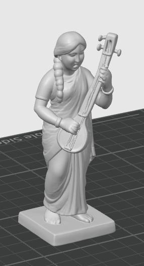 Female Warkari with Veena – Bhakti Figurine