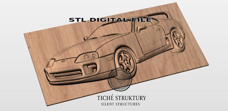 Toyota Supra MK4 – Classic Sports Car Bas Relief – 3D STL Model