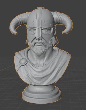 Dragonborn Warrior Bust - Fantasy Viking-Inspired 3D Print Model