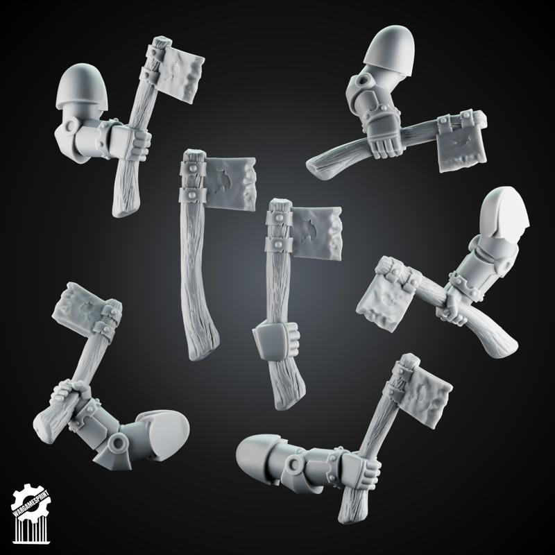 SET4 Grimdark Tomahawk Kit + 5 Dynamic Arms - Heroic 32mm Scale [Supported] France