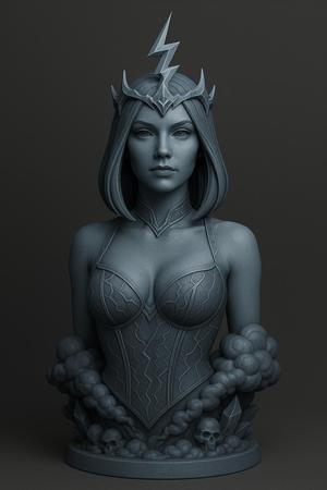 Storm Enchantress Bust - Thunder Goddess Fantasy 3D Printable Sculpture