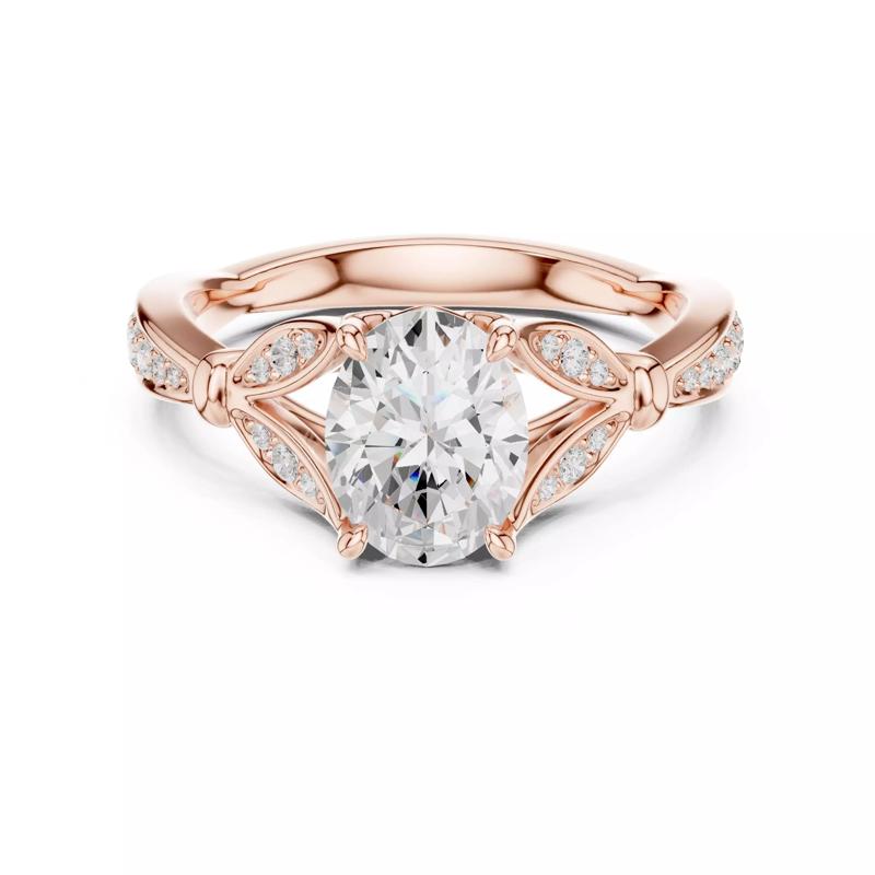 Nature Inspired Split Shank Oval Cut Diamond Ring 3DM STL Video