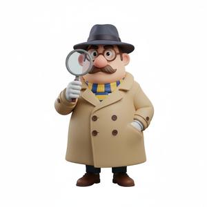 Cartoon Detective Character 3D Print Model - Stylized Investigator Figure STL for Whimsical Display