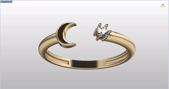 minimalist moon and star ring