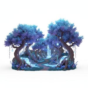 Enchanted Moonlit Forest Night Scene – Mystical Woodland Diorama for Tabletop RPG & Fantasy Terrain 3D Print STL