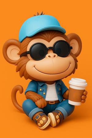 Monkey Chilling with a Coffee Tabletop
