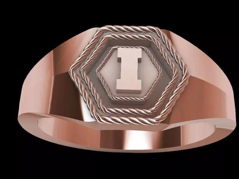 i alphabet hexagon signet ring stl verified
