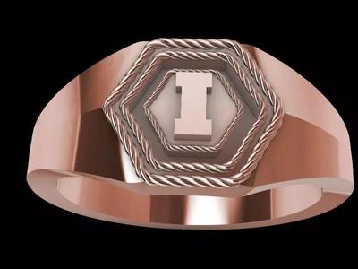 i alphabet hexagon signet ring stl verified