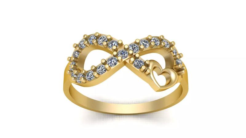 Infinity Heart Diamond  Ring 3d Printable Model