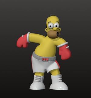 Homer Simpson Boxer Funny Pose | 3D Print STL for Simpsons Fans