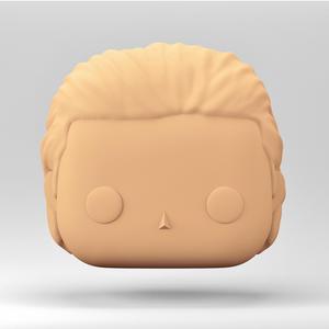 A male head in a Funko POP style. A slicked back hairstyle. MH_4-4