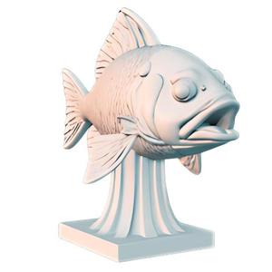 Open-Mouth Fish Bust on Stand
