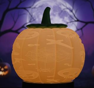 Halloween Pumpkin Shade Lithophane Lamp STL - Glowing Jack-o-Lantern 3D Printable