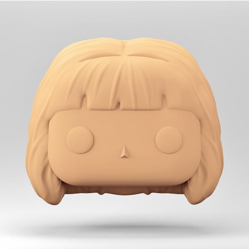A female head in a POP style. Short straight hair. WH_7-10