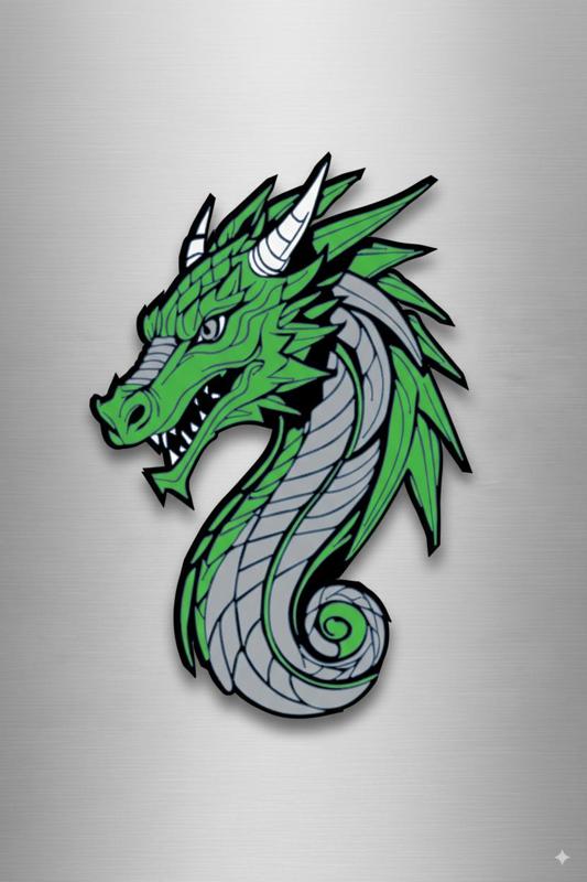 Fierce Green Dragon Head Magnet