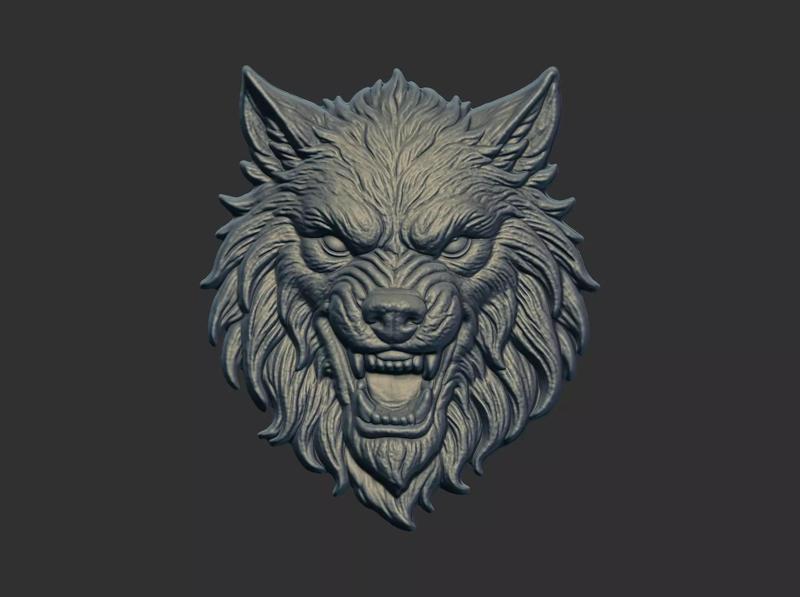 Wolf Head Sculpture cnc