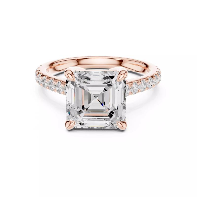 4CT Asscher Cut Hidden Halo Pave Diamond Woman Ring File Video