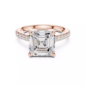 4CT Asscher Cut Hidden Halo Pave Diamond Woman Ring File Video