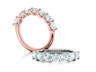 7 stone Eternity Wedding Band 4mm diamonds U shaped prongs