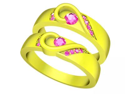 Diamond Heart Wedding Ring 3D Model A7372
