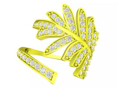 6634 Jewerlry Art Diamond Leaf Women Ring