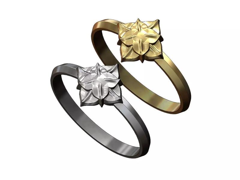 4 Leaf Corola Flower Rosette Ring