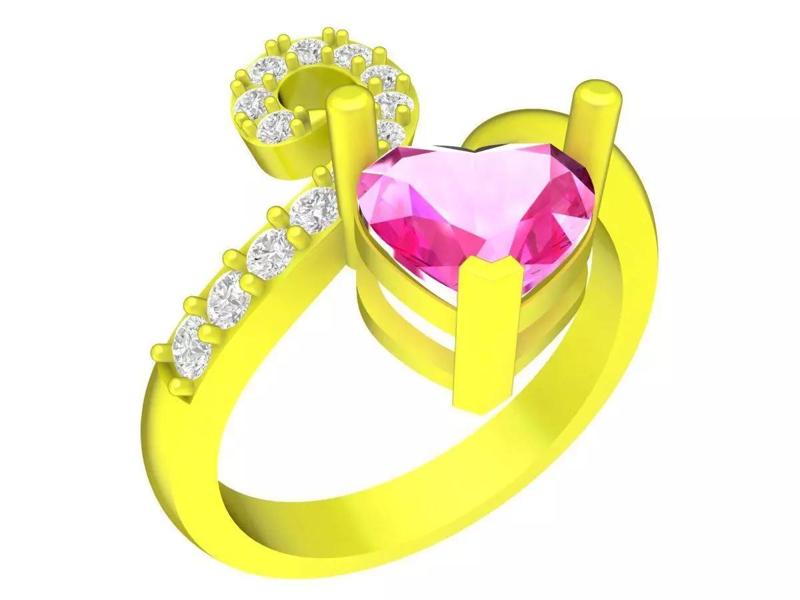 7779 luxury diamond heart women ring