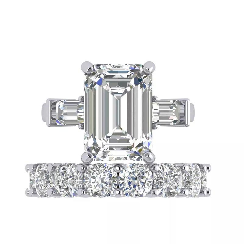 3-stone Emerald With Cushion Band Ring