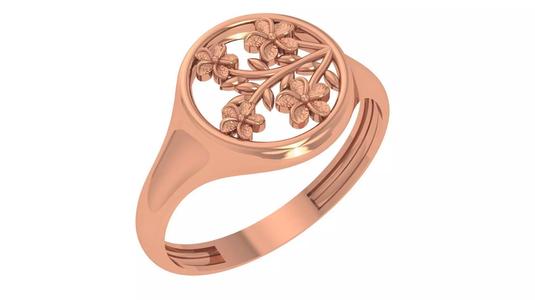 Leaf Plain Gold Ring 3dm stl renders details