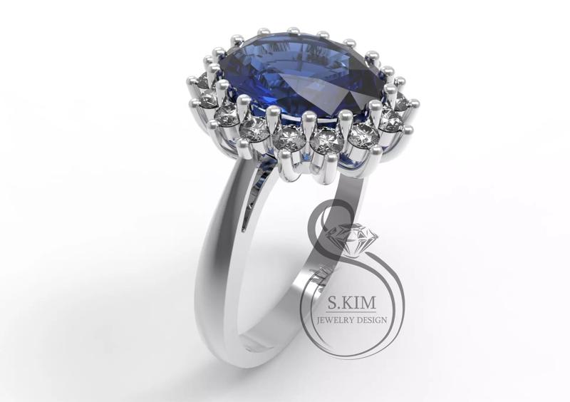 Princess Dianna wedding ring oval gem 9x7mm